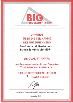BIG Trockenbau Quality Award